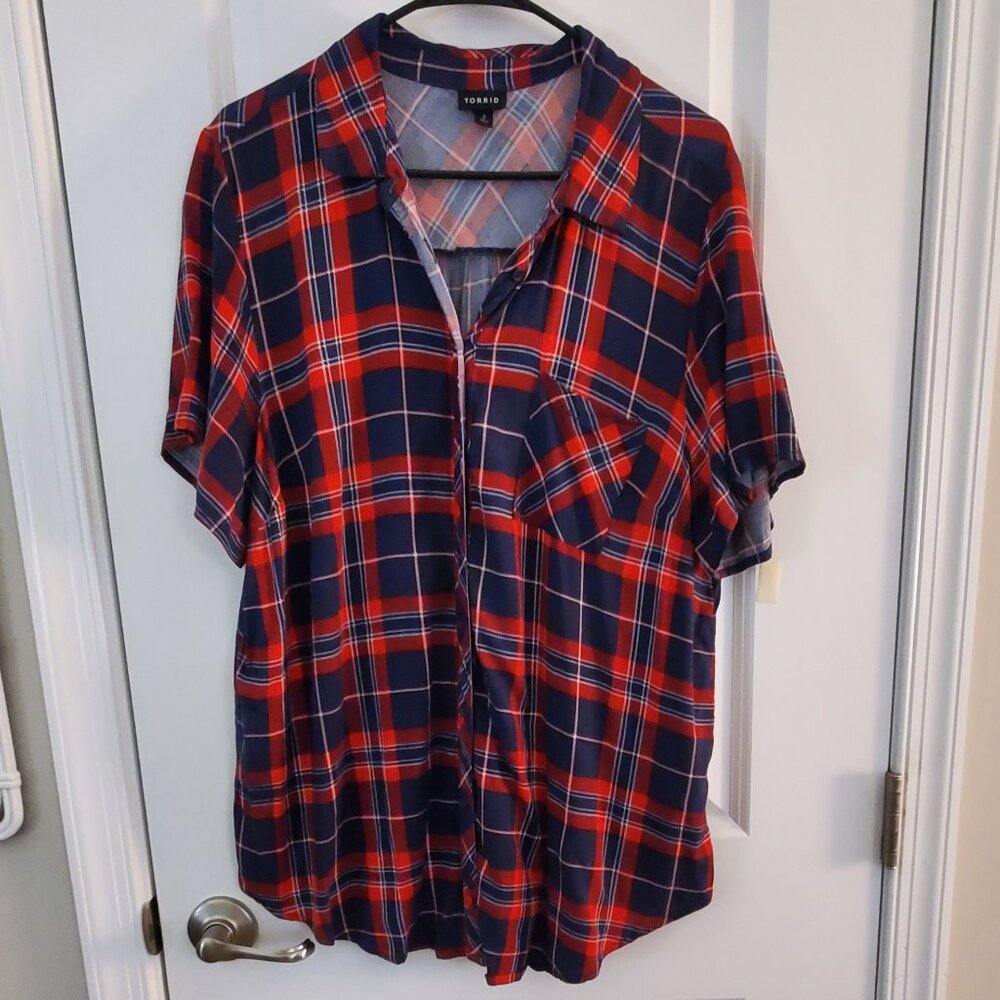 Women's Button Down Plaid Shirt